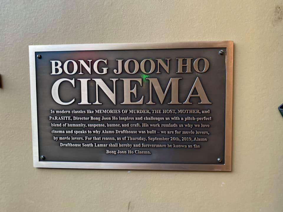 Plaque commemorating Bong Joon Ho